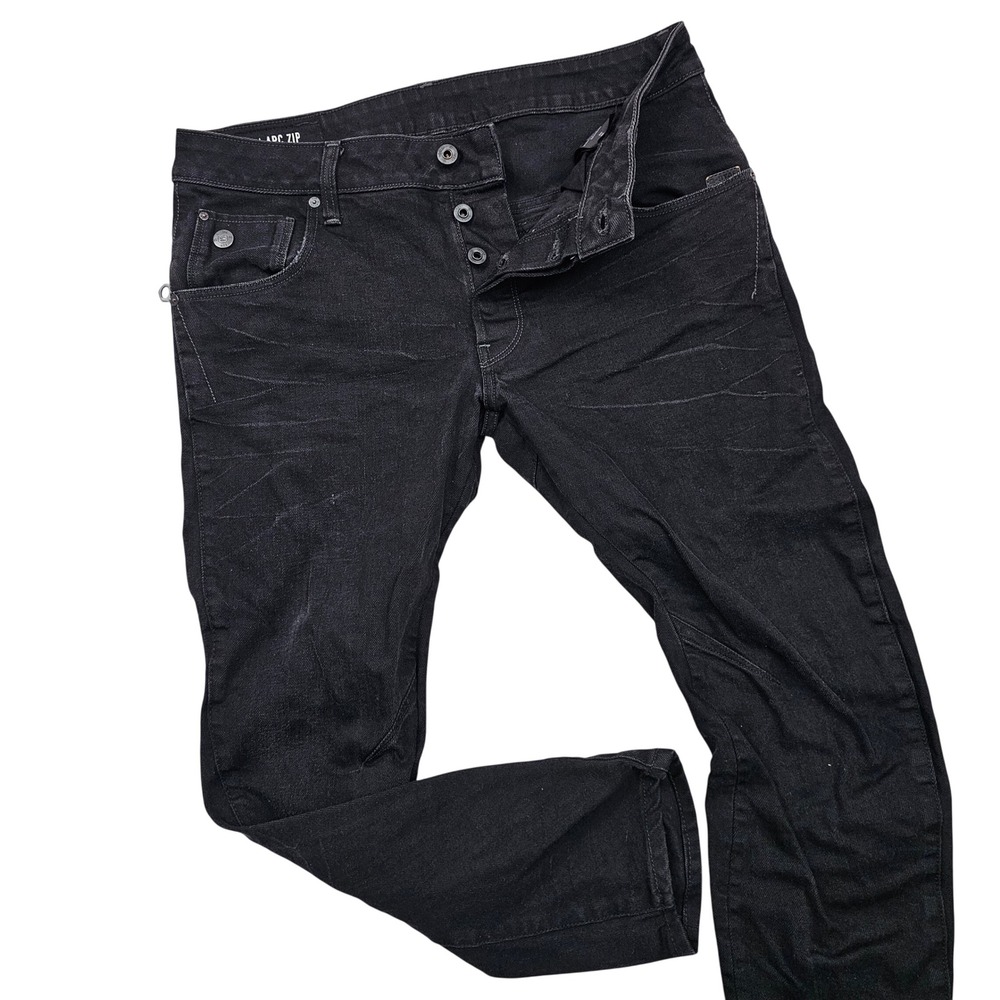 G-Star RAW Arc Zip 3D Slim Jeans Mens 33x25 Black Faded Moto Streetwear